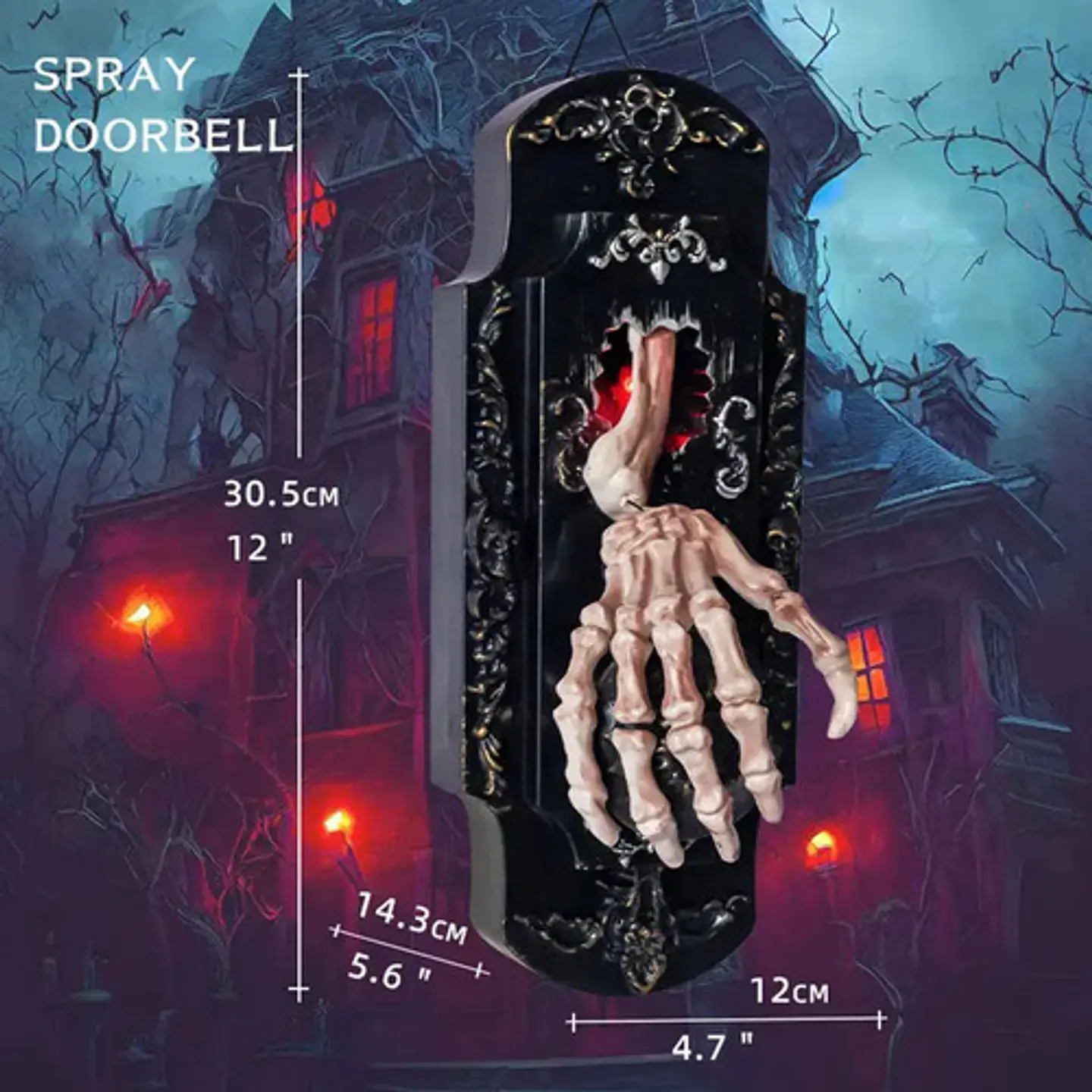 Decoraciones Halloween Timbre Mano Esqueleto Con Sonidos Luz 5