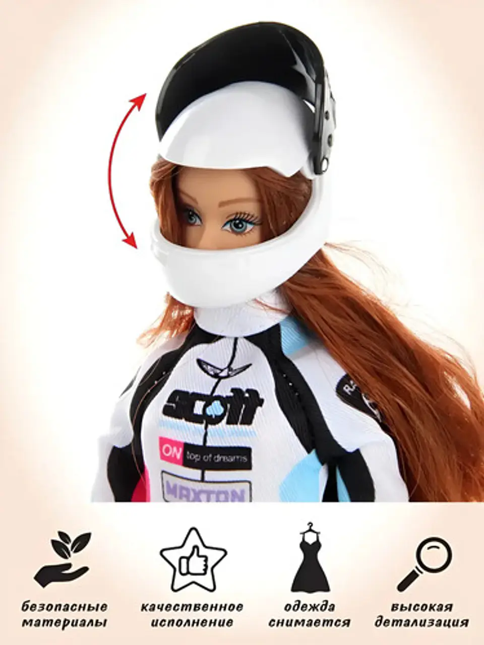 Muñeca Defa Lucy Corredora De Motocross Con Casco Formula 1 5