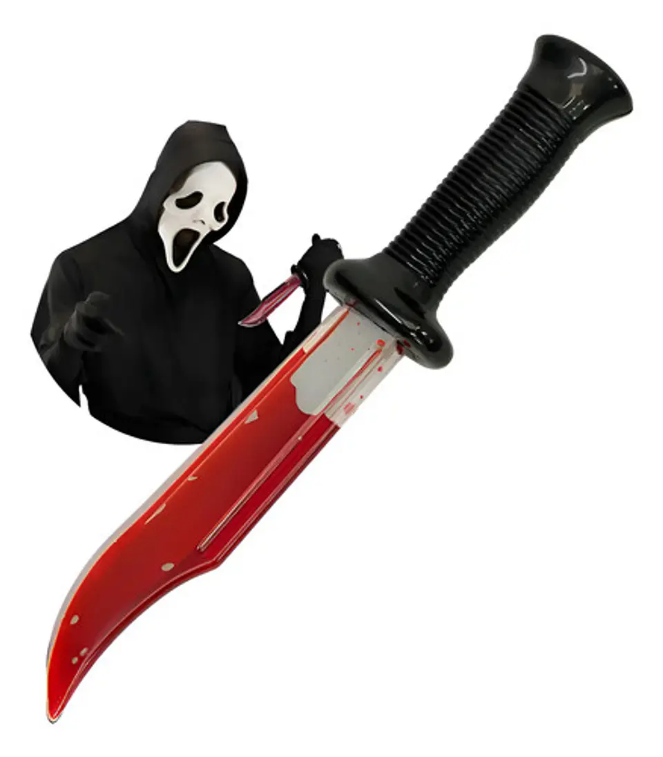 Cuchillo Falso Scream De Utileria Con Sangre Liquida Artificial 1