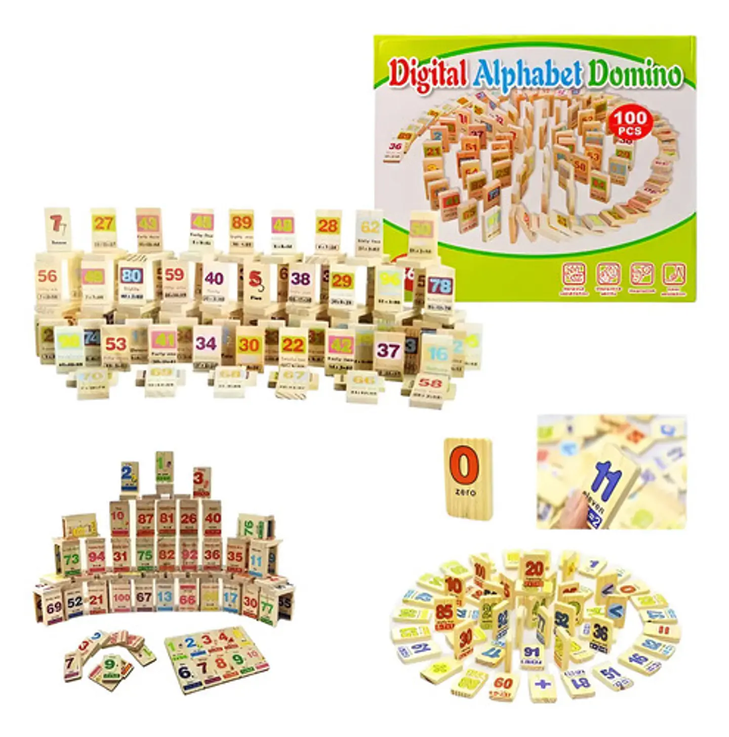 Domino Alfabetico Ingles Madera Numeros Letras Infantil 1