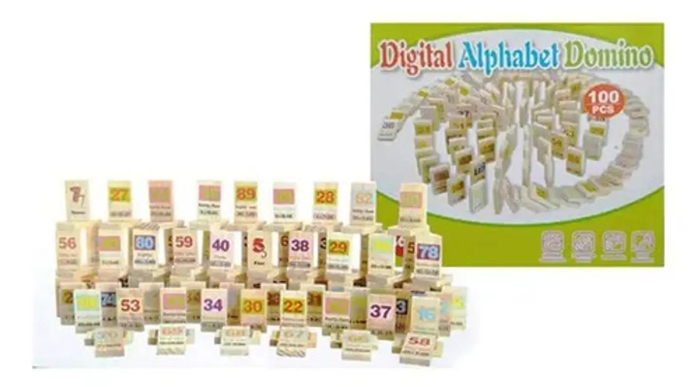 Domino Alfabetico Ingles Madera Numeros Letras Infantil 3