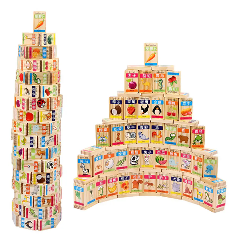 Domino Alfabetico Ingles Madera Numeros Letras Infantil 5