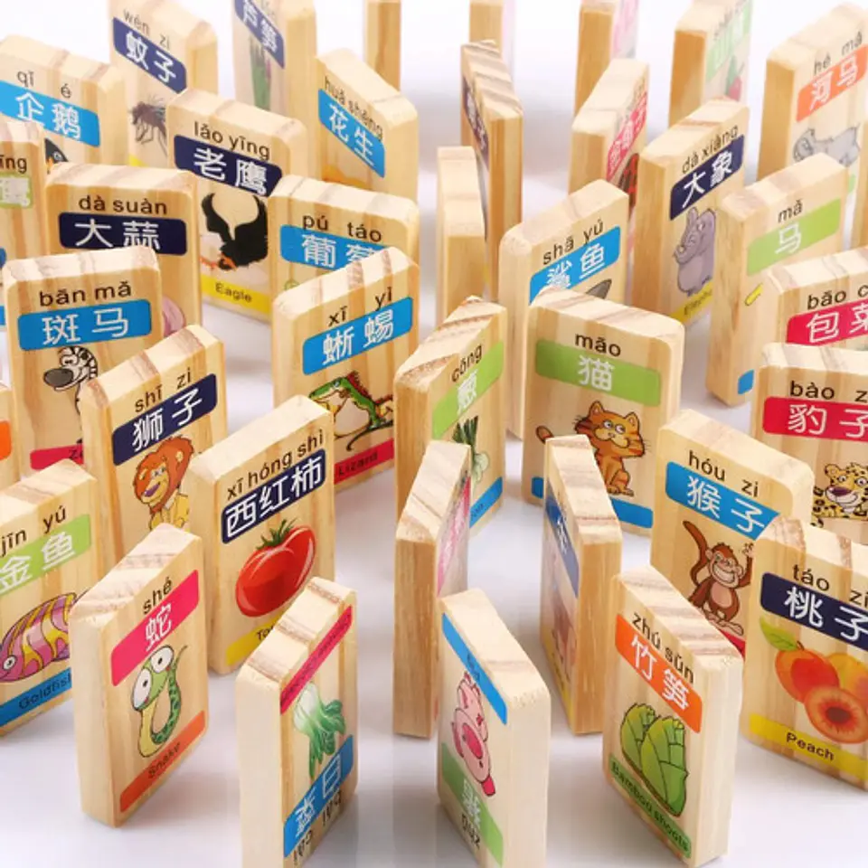 Domino Alfabetico Ingles Madera Numeros Letras Infantil 8