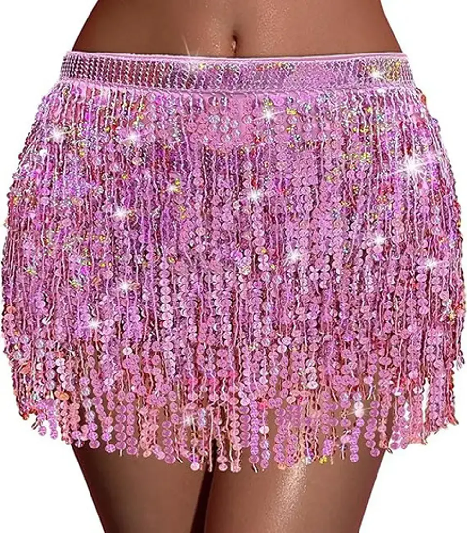 Falda Baile Latino Multicolor Única Mujer Lentejuelas 1