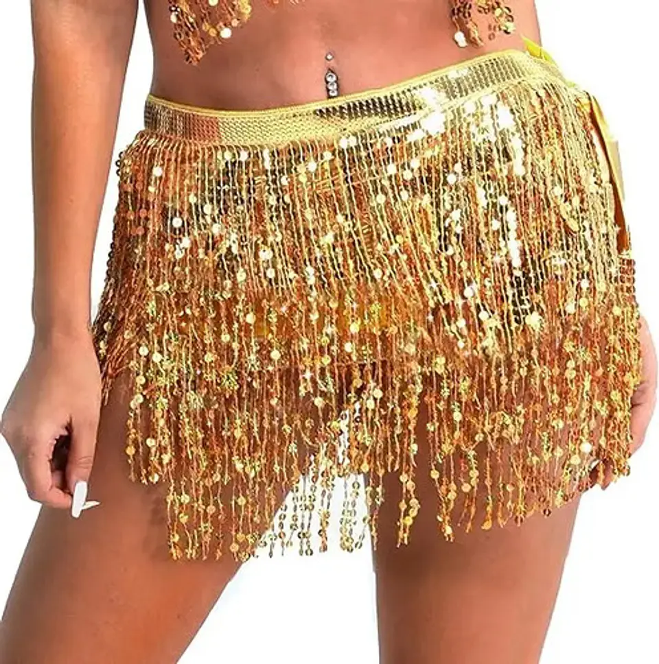 Falda Baile Latino Multicolor Única Mujer Lentejuelas 6