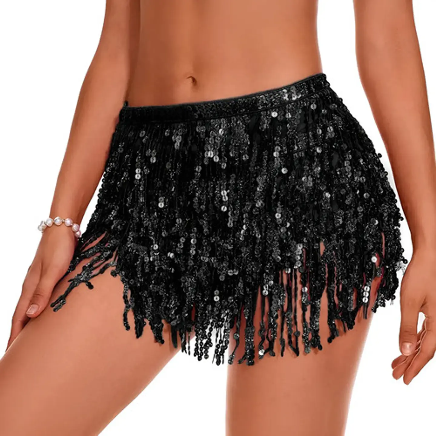 Falda Baile Latino Multicolor Única Mujer Lentejuelas 9