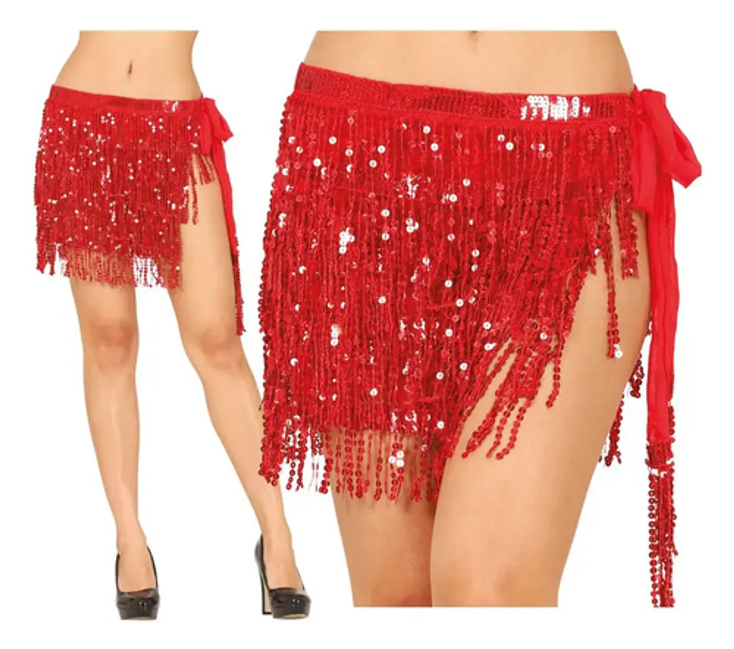 Falda Baile Latino Multicolor Única Mujer Lentejuelas 19