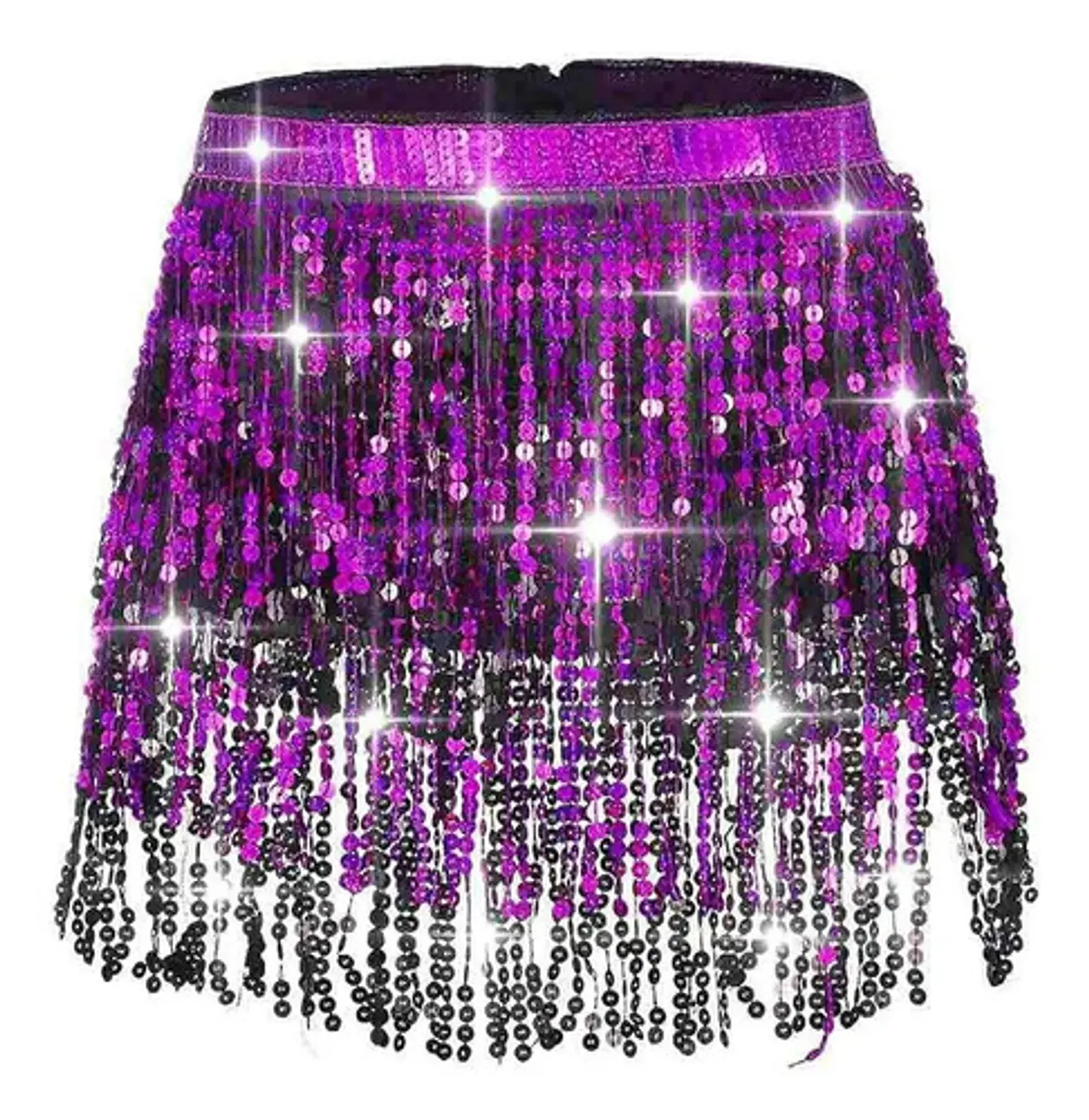 Falda Baile Latino Multicolor Única Mujer Lentejuelas 23