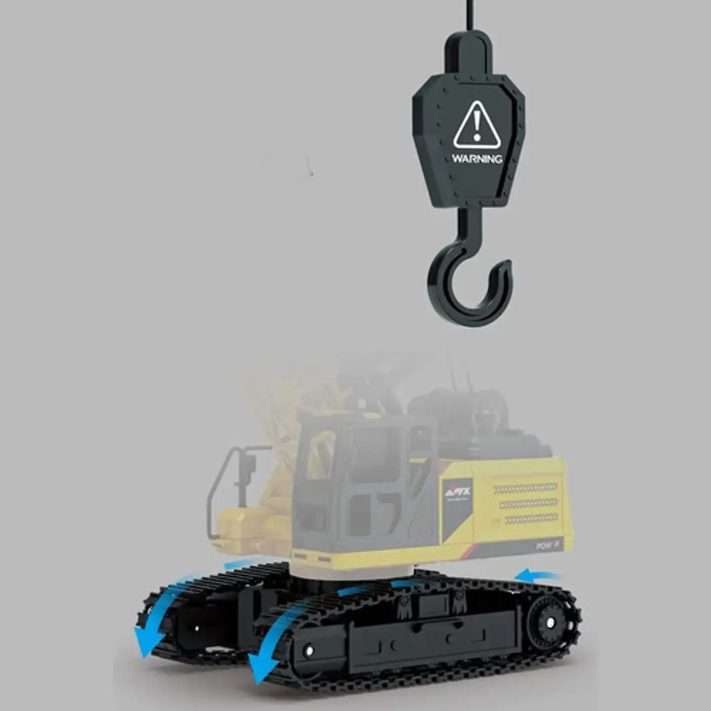 Grua 1/16 Maquinaria Amarilla Carga Gancho Metal Vapor Oruga Amarillo Grua Contenedor Vapor 4