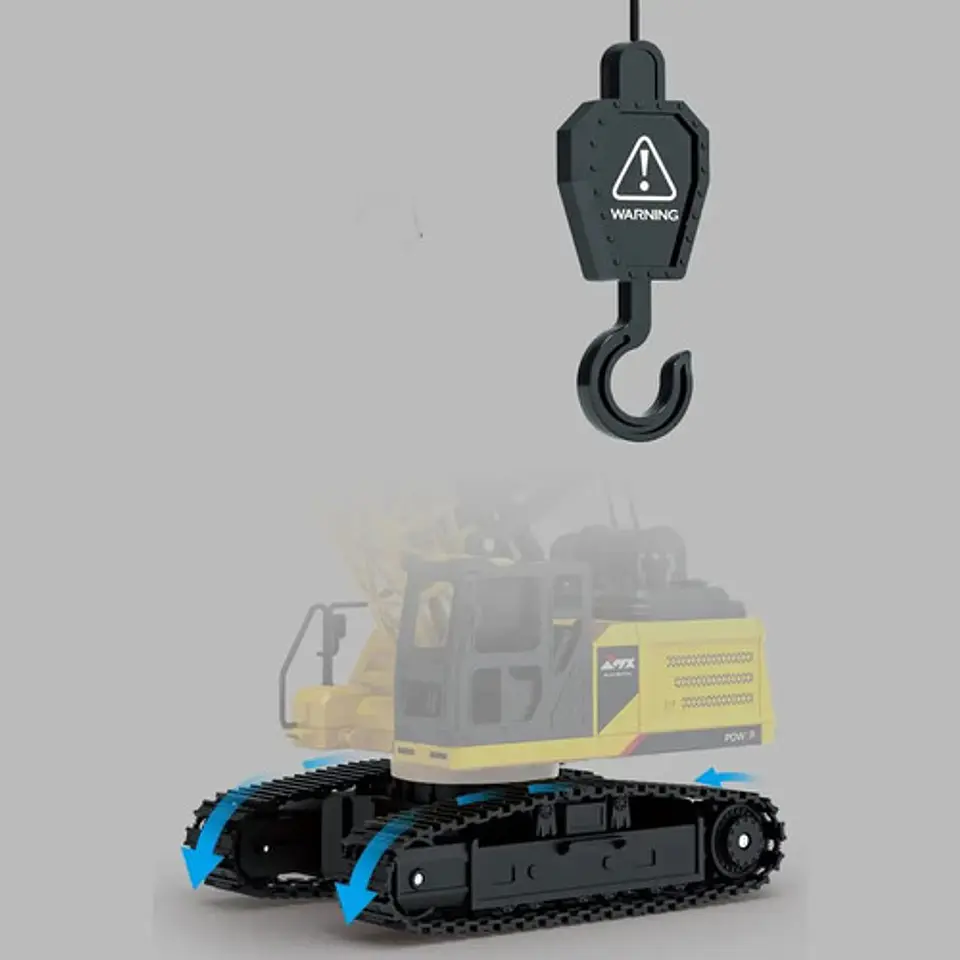 Grua 1/16 Maquinaria Amarilla Carga Gancho Metal Vapor Oruga Amarillo Grua Contenedor Vapor 4
