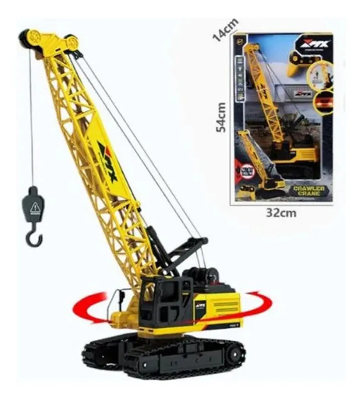 Grua 1/16 Maquinaria Amarilla Carga Gancho Metal Vapor Oruga Amarillo Grua Contenedor Vapor 8