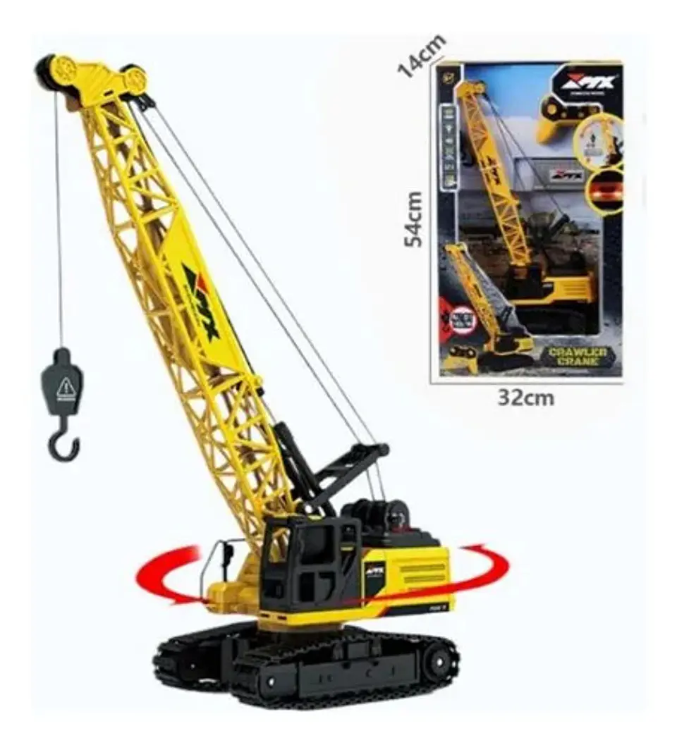 Grua 1/16 Maquinaria Amarilla Carga Gancho Metal Vapor Oruga Amarillo Grua Contenedor Vapor 8