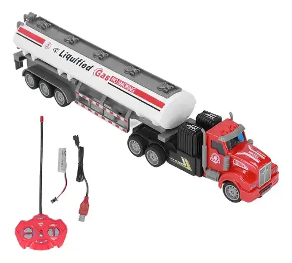 Tractomula Control Remoto 1/46 Carro Tanque Cisterna Rojo 1