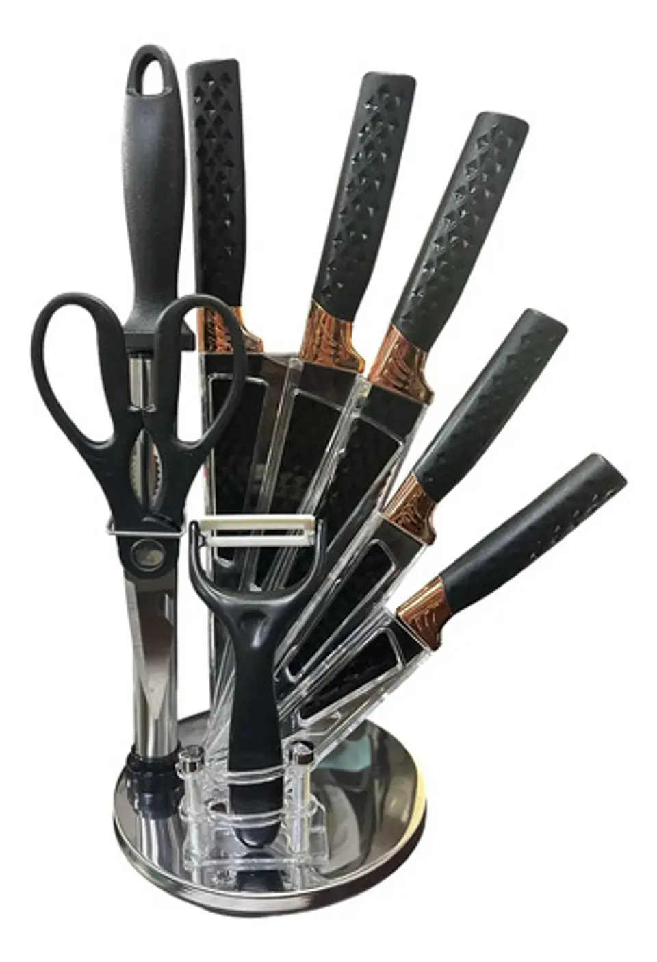 Set De Cuchillos De Cocina 9 Piezas En Acero Con Soporte 1