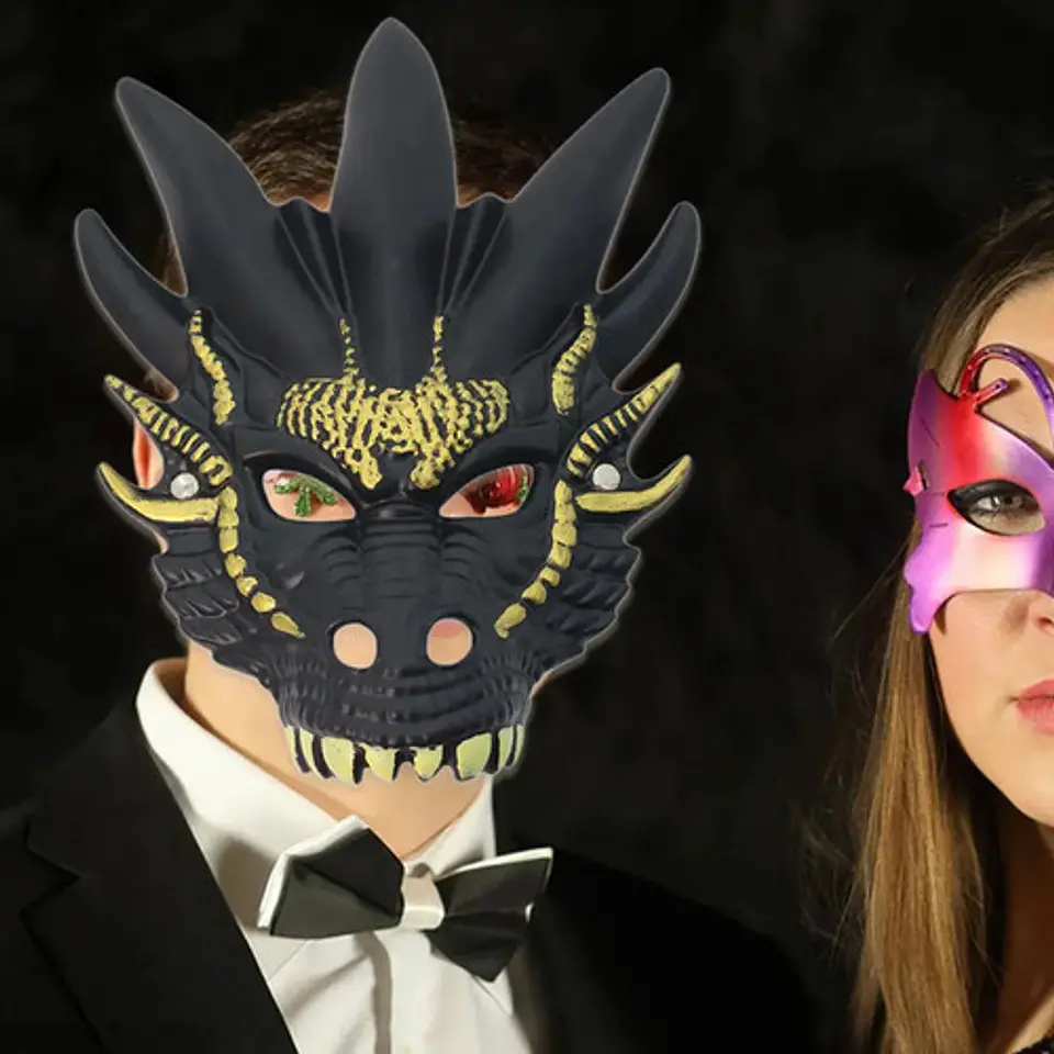 Máscara De Plástico Con Cabeza De Dragón, Cara Completa, Más 3