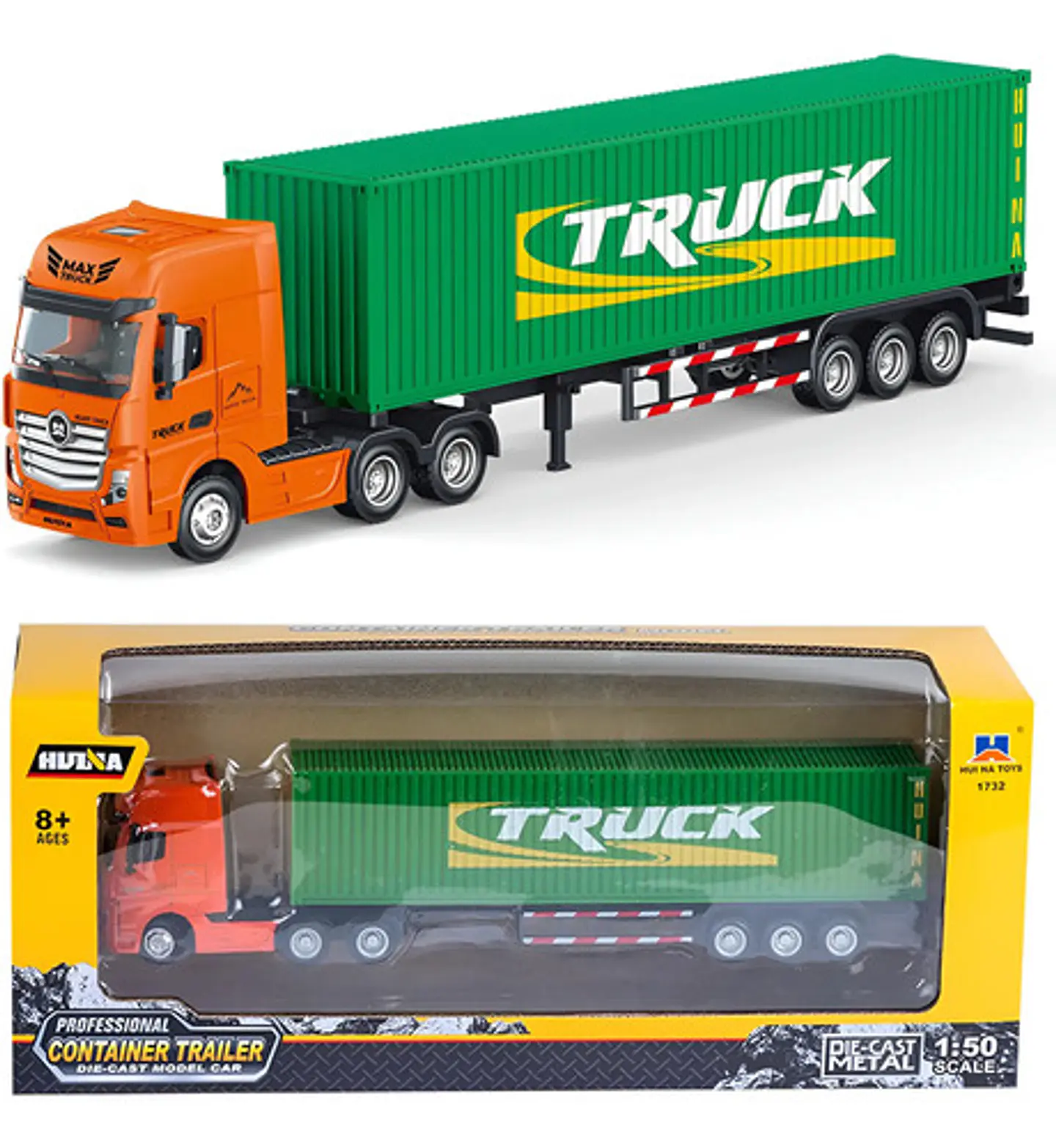 Mula Metalica Contenedor Escala Huina Toys 1:50 1