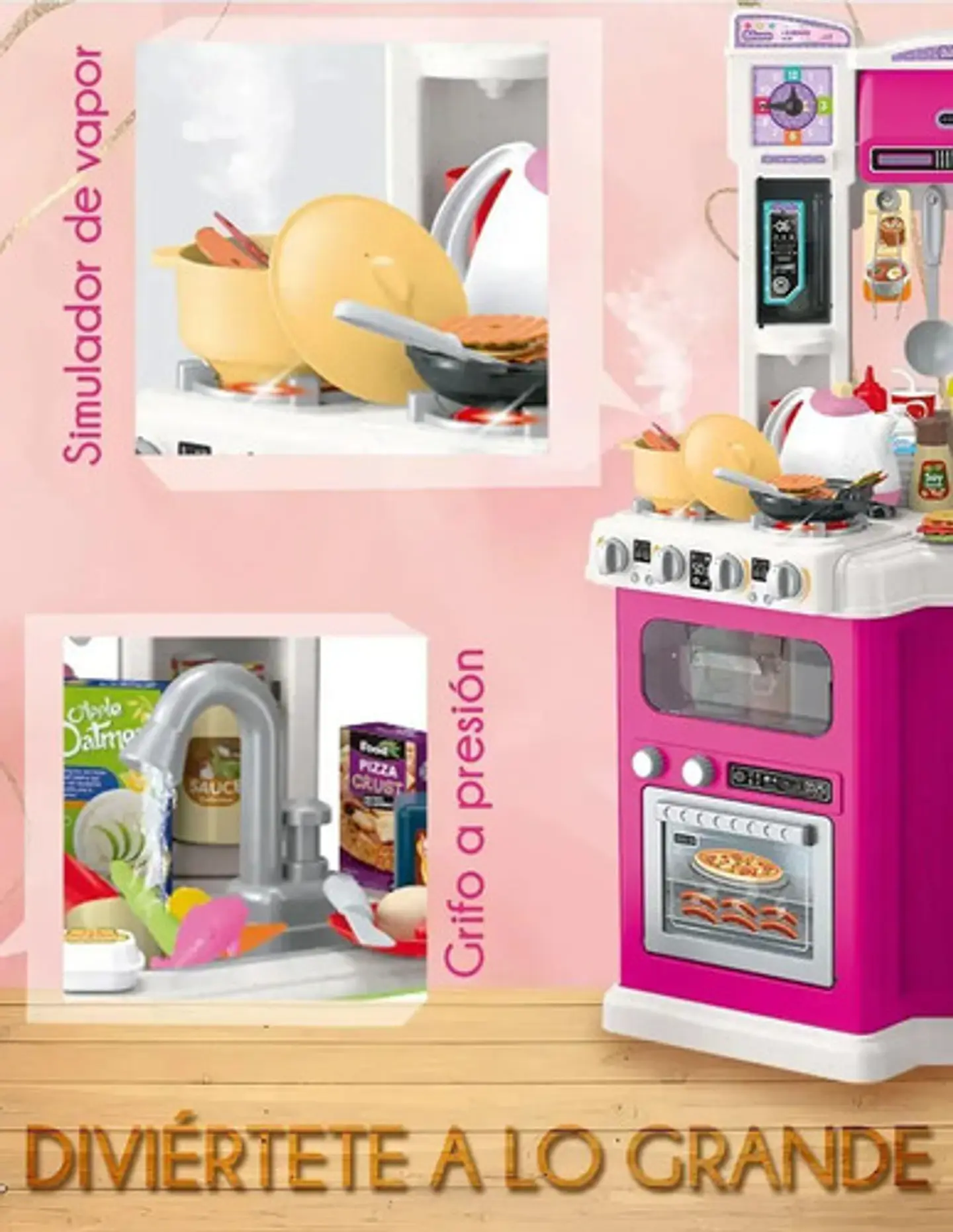 Cocina Infantil Agua Vapor Nevera Luces Sonido 113 Accesorio Color Turquesa 3