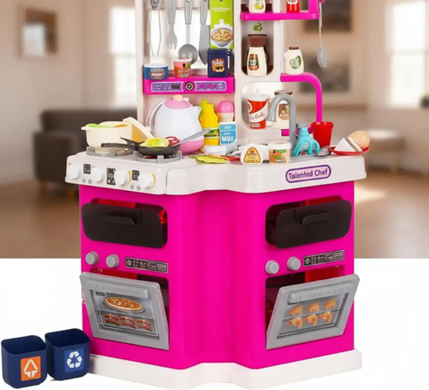 Cocina Infantil Agua Vapor Nevera Luces Sonido 113 Accesorio Color Turquesa 5
