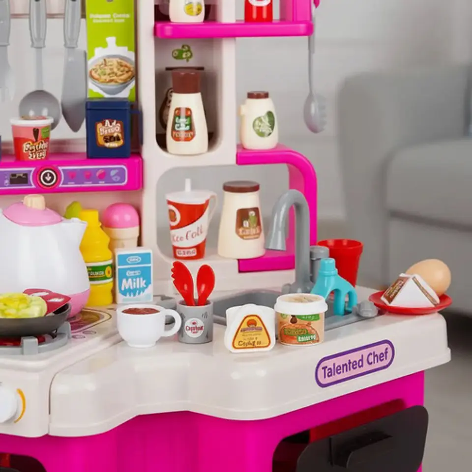 Cocina Infantil Agua Vapor Nevera Luces Sonido 113 Accesorio Color Turquesa 7