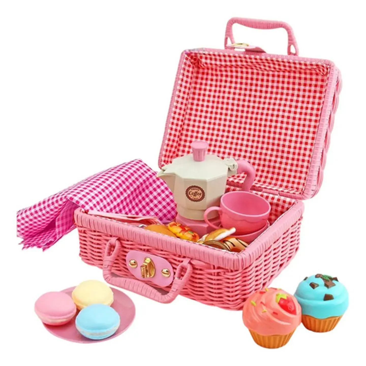 Set Te Canasta Juguete De Picnic Mantel Cocina Comida Niñas 5
