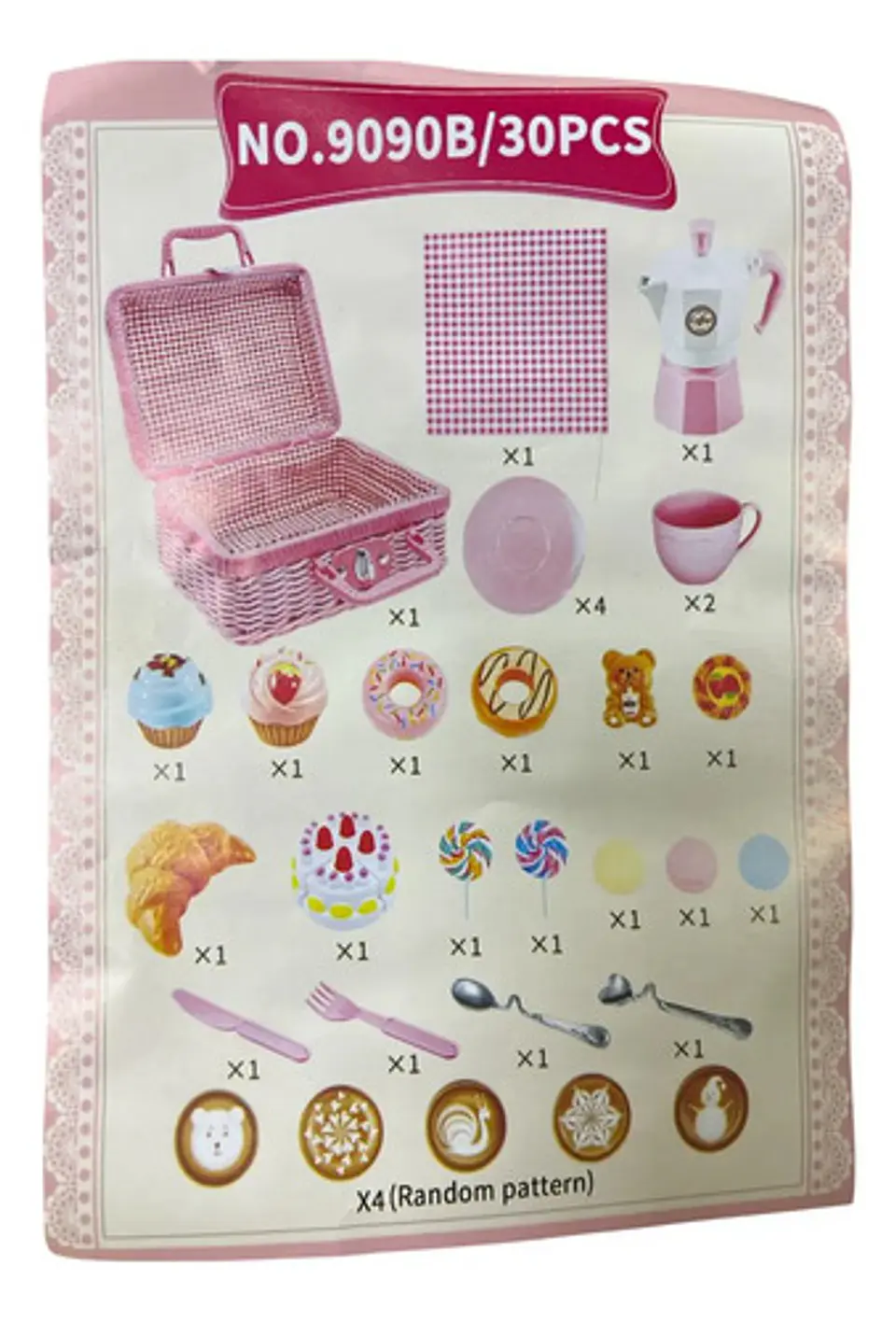 Set Te Canasta Juguete De Picnic Mantel Cocina Comida Niñas 6
