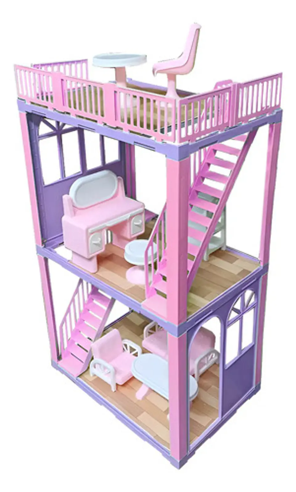 Casa Muñecas Duplex Accesorios 75x44 Cm Juegos Sala Tocador 2