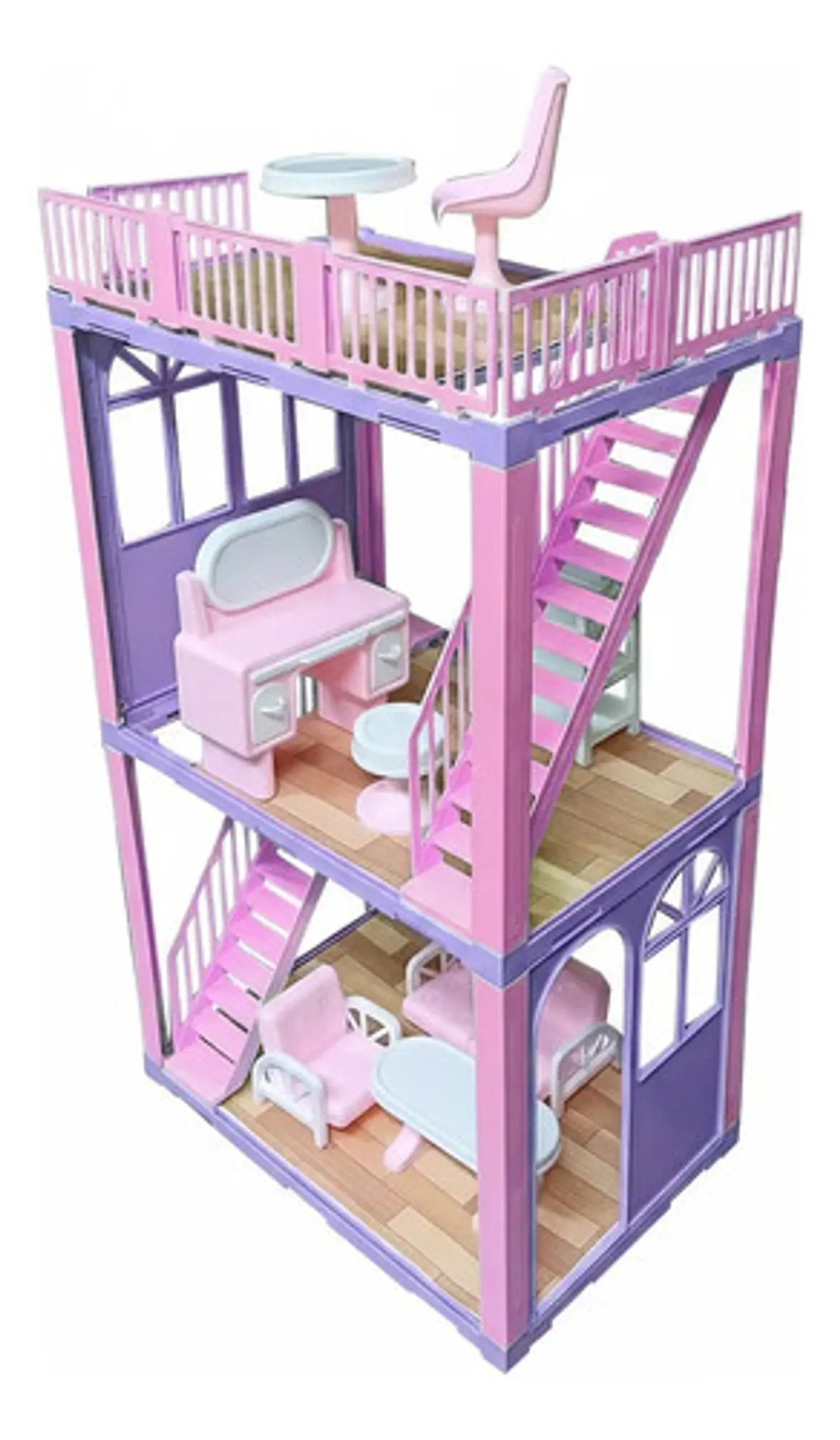 Casa Muñecas Duplex Accesorios 75x44 Cm Juegos Sala Tocador 4