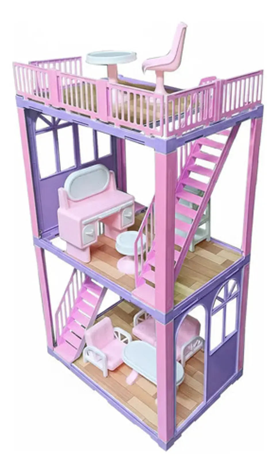Casa Muñecas Duplex Accesorios 75x44 Cm Juegos Sala Tocador 4
