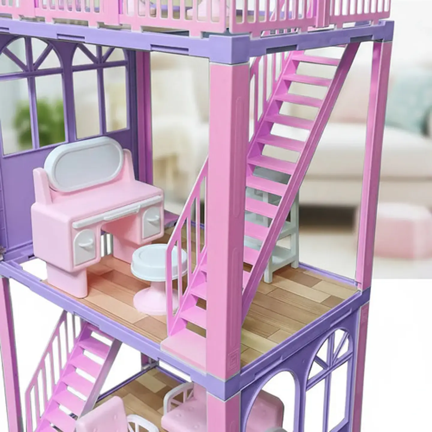 Casa Muñecas Duplex Accesorios 75x44 Cm Juegos Sala Tocador 5