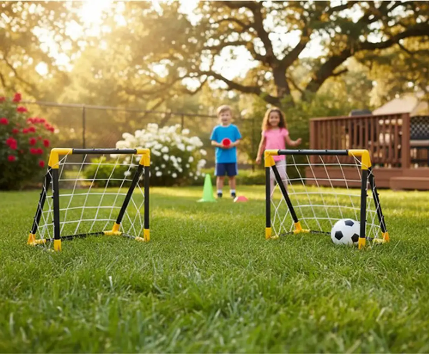 Cancha Fútbol Infantil Macrooutlet Amarillo Desarmable Con Red 43x45x25cm 5
