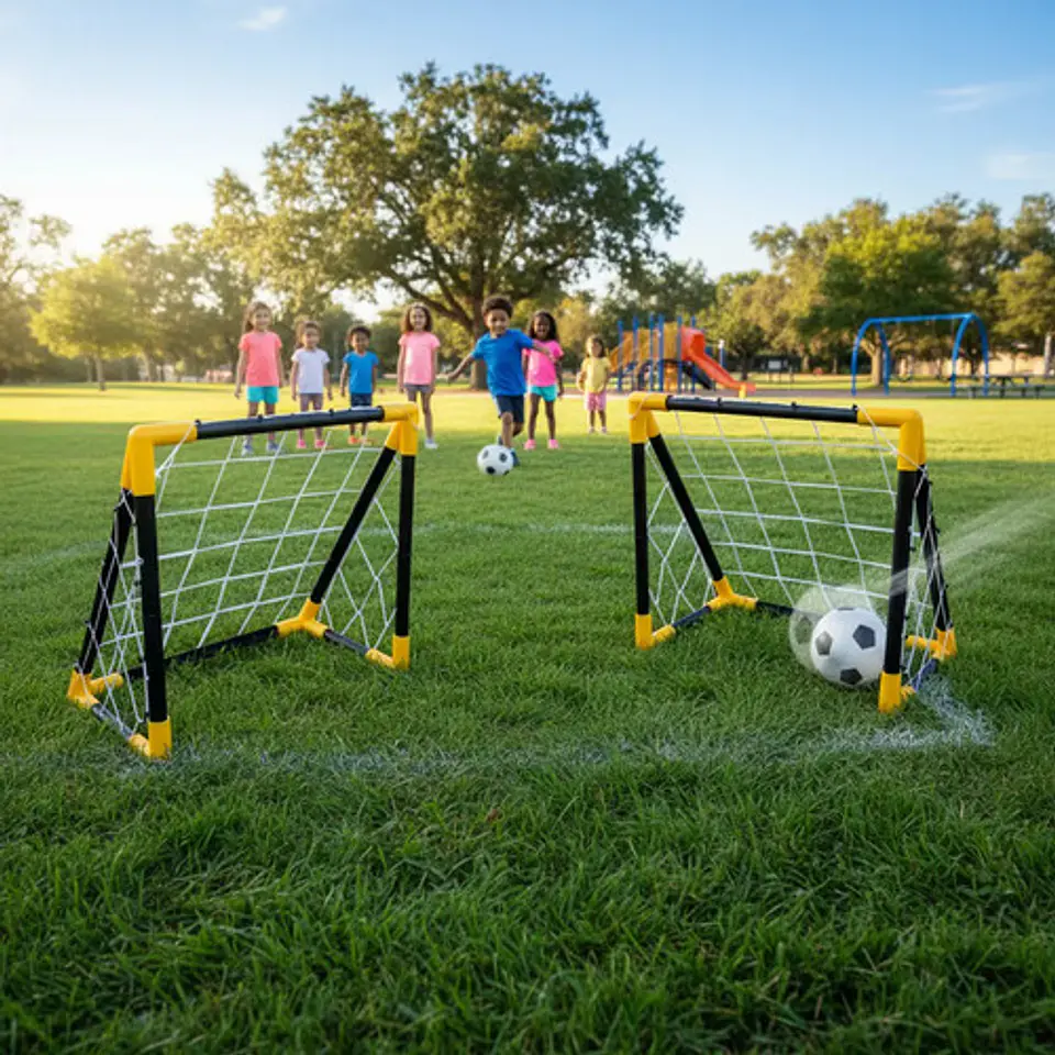 Cancha Fútbol Infantil Macrooutlet Amarillo Desarmable Con Red 43x45x25cm 8