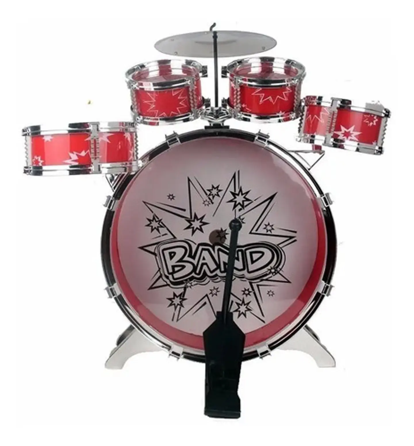 Set Batería Musical 5 Tambores Niños Percusión 28832 Rojo 3