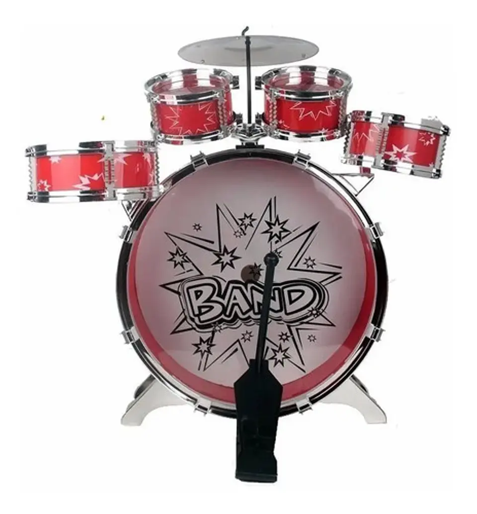 Set Batería Musical 5 Tambores Niños Percusión 28832 Rojo 3