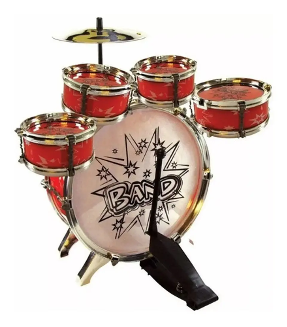 Set Batería Musical 5 Tambores Niños Percusión 28832 Rojo 4