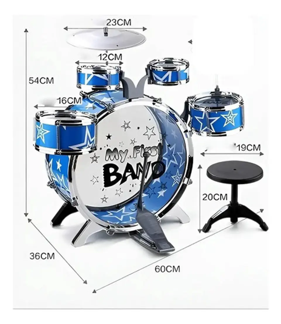 Set Batería Musical 5 Tambores Niños Percusión 28832 Rojo 5