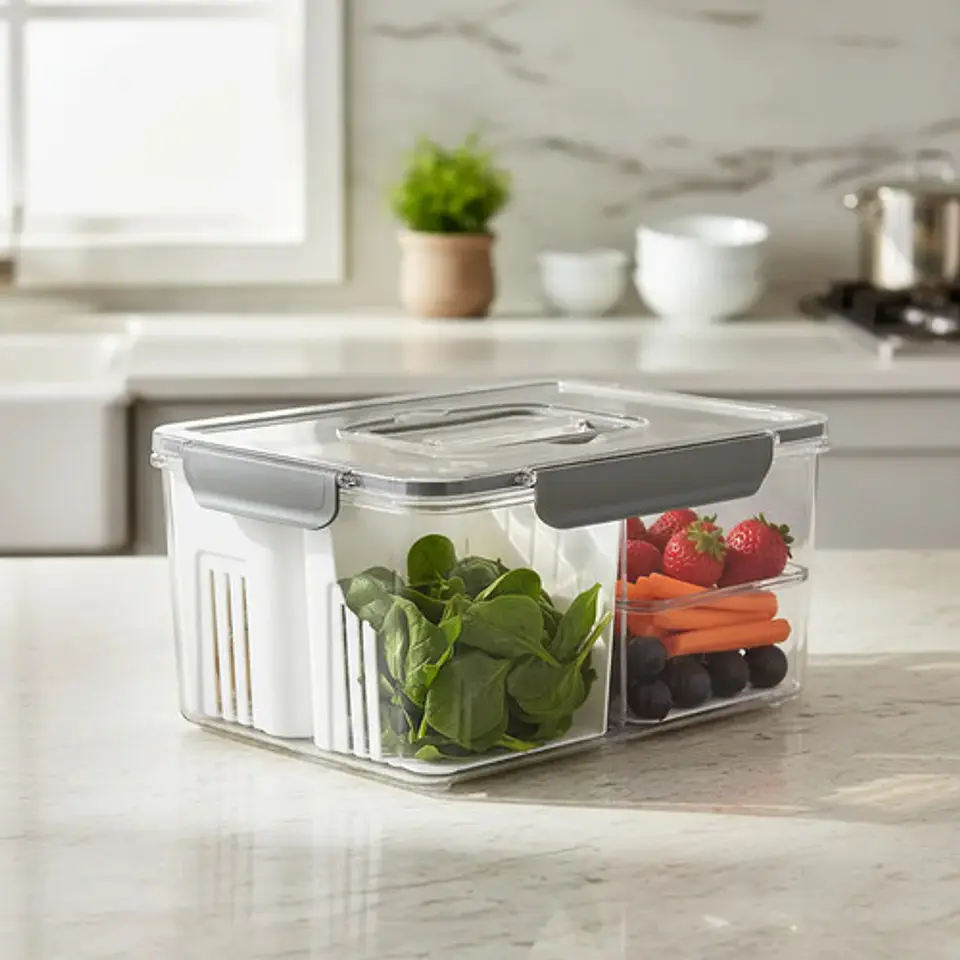 Organizador Para Nevera Cocina Contenedor Tapa 4 Divisiones 1