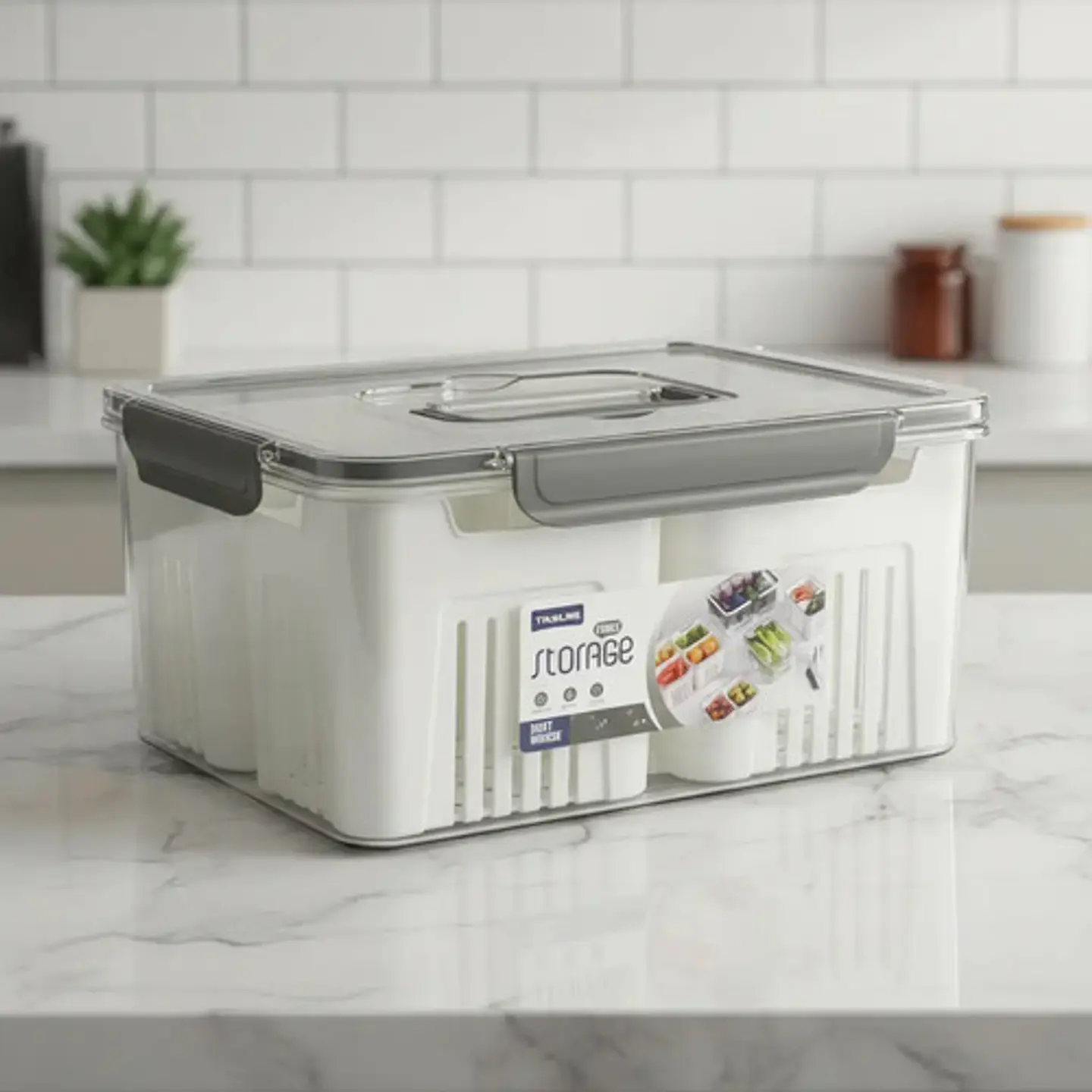Organizador Para Nevera Cocina Contenedor Tapa 4 Divisiones 3