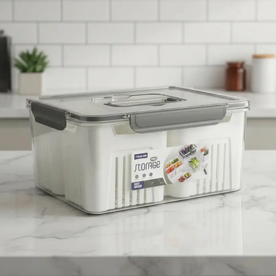 Organizador Para Nevera Cocina Contenedor Tapa 4 Divisiones 3