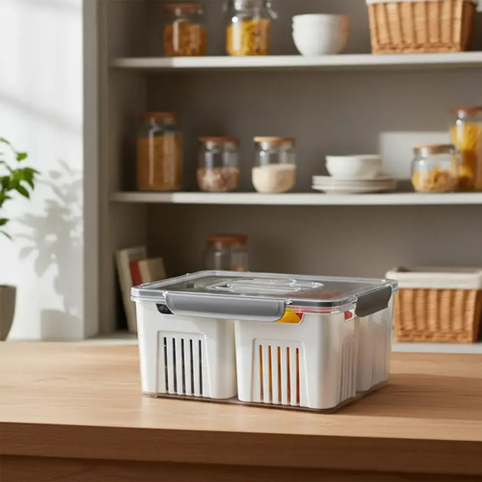 Organizador Para Nevera Cocina Contenedor Tapa 4 Divisiones 8