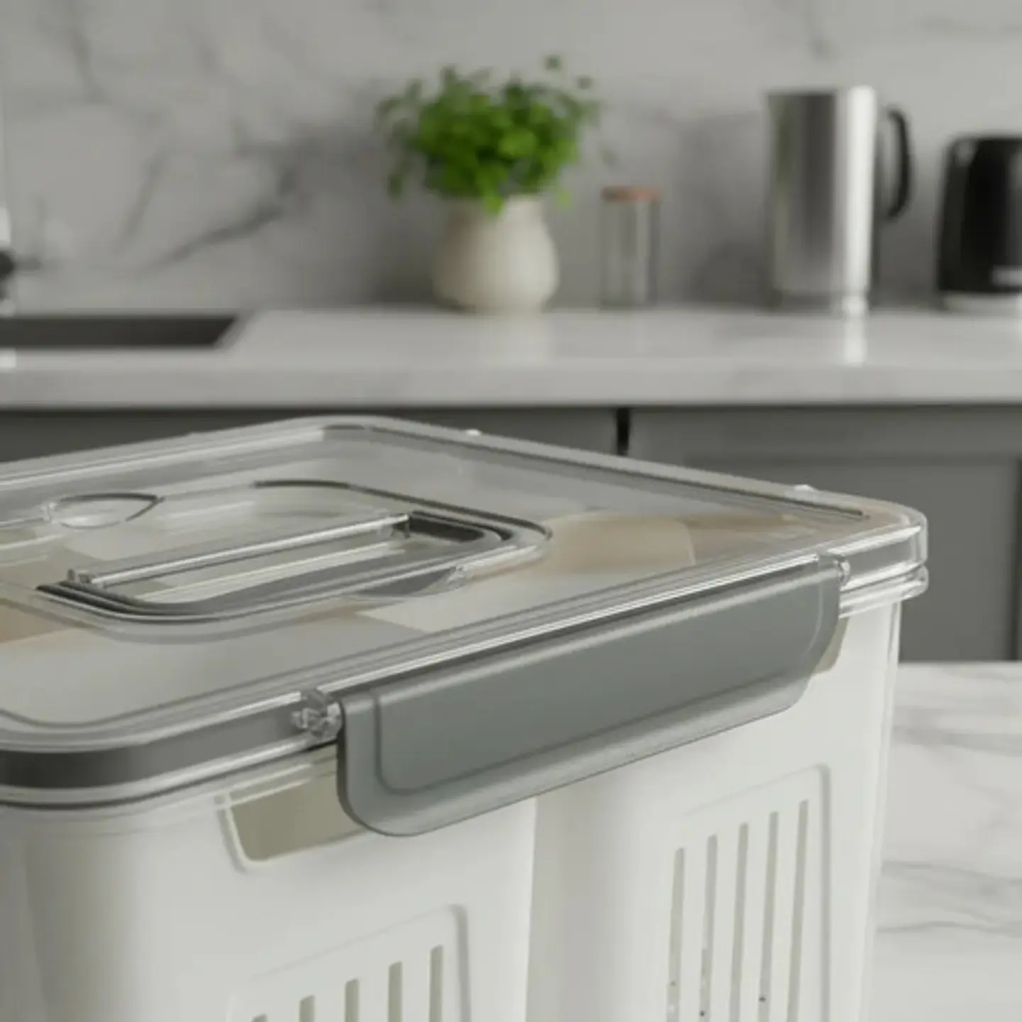 Organizador Para Nevera Cocina Contenedor Tapa 4 Divisiones 9