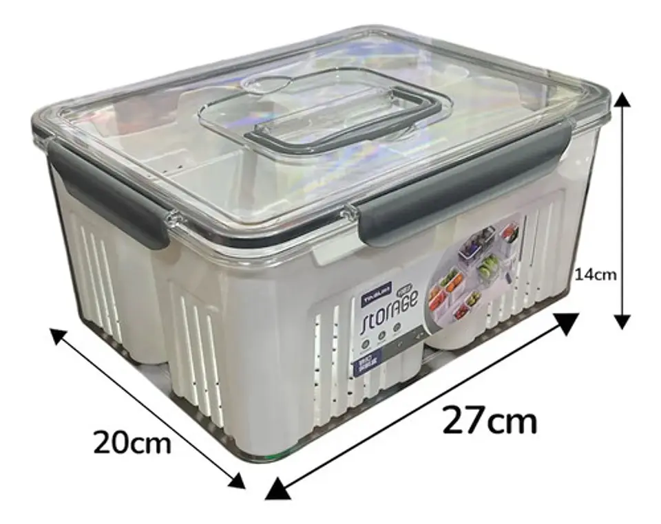 Organizador Para Nevera Cocina Contenedor Tapa 4 Divisiones 11