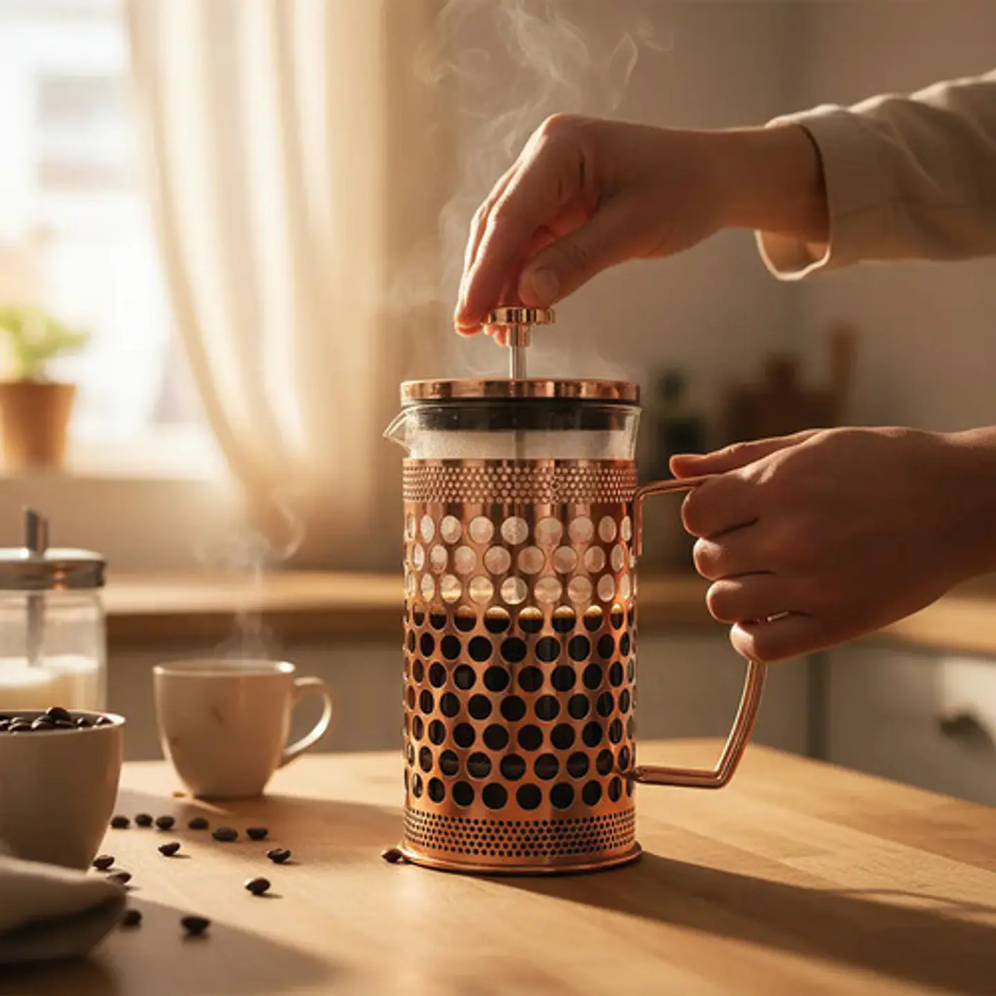 Cafetera Prensa Francesa 600ml En Acero Inoxidable Vidrio 1