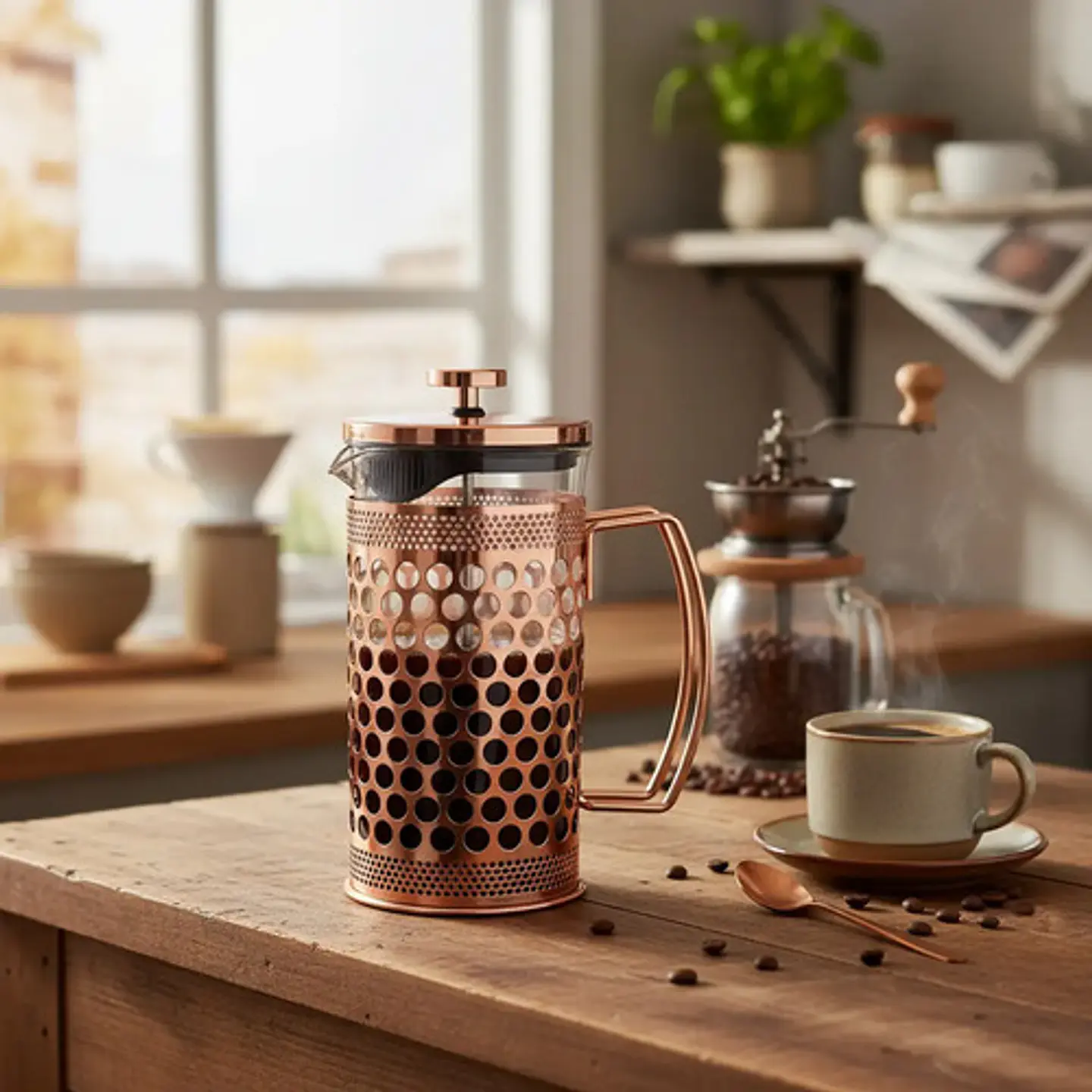 Cafetera Prensa Francesa 600ml En Acero Inoxidable Vidrio 2