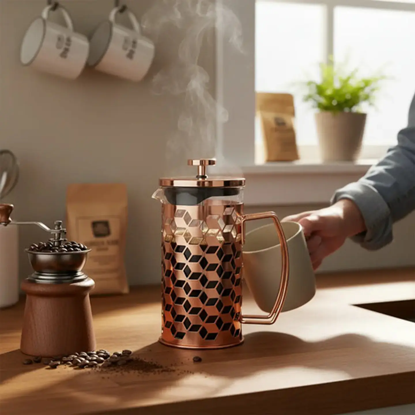 Cafetera Prensa Francesa 600ml En Acero Inoxidable Vidrio 7
