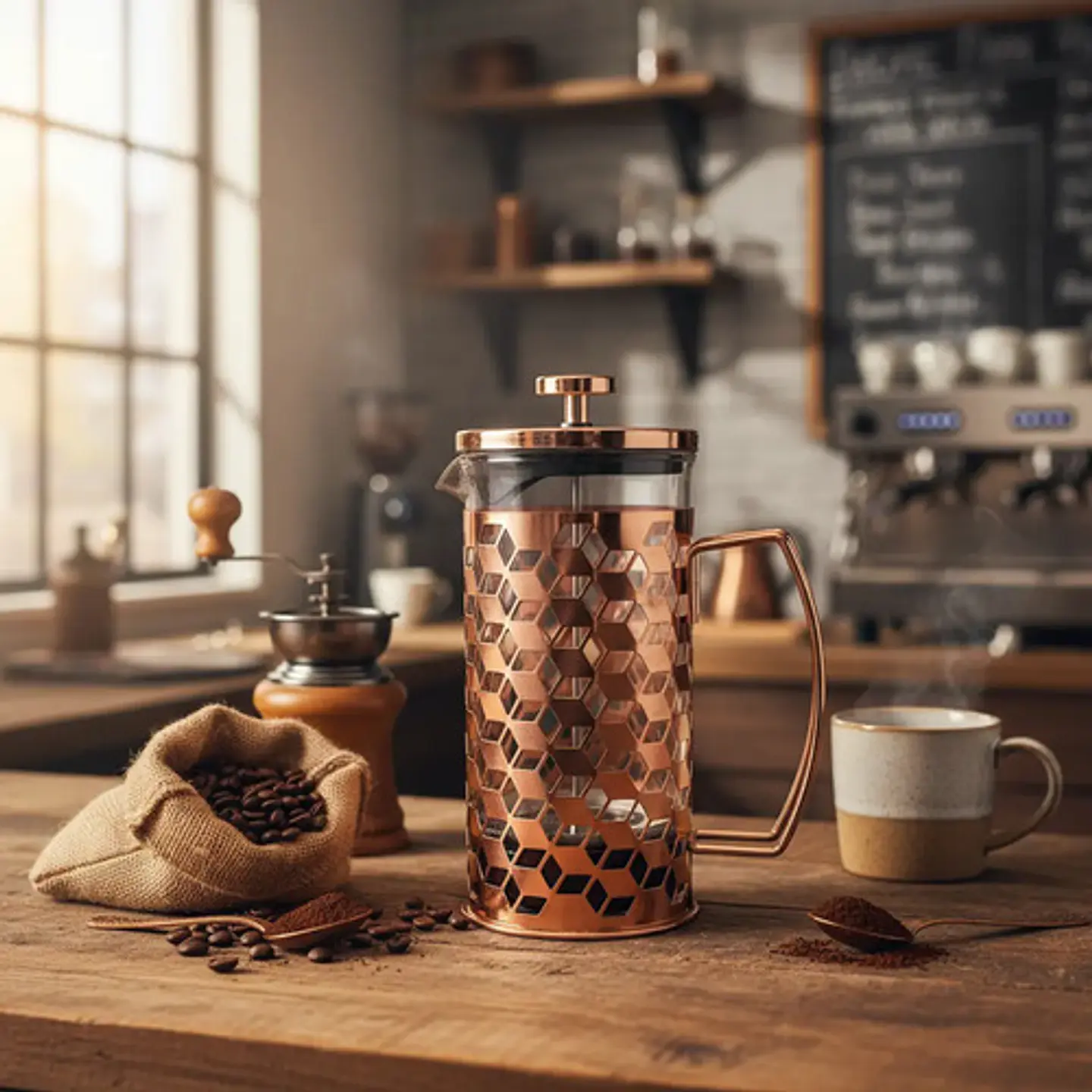 Cafetera Prensa Francesa 600ml En Acero Inoxidable Vidrio 9
