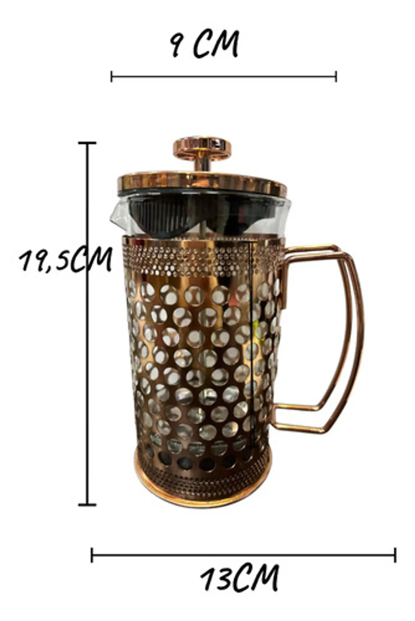 Cafetera Prensa Francesa 600ml En Acero Inoxidable Vidrio 10