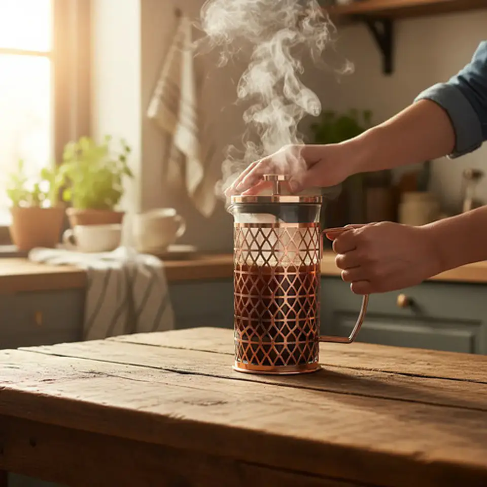 Cafetera Prensa Francesa 600ml En Acero Inoxidable Vidrio 15