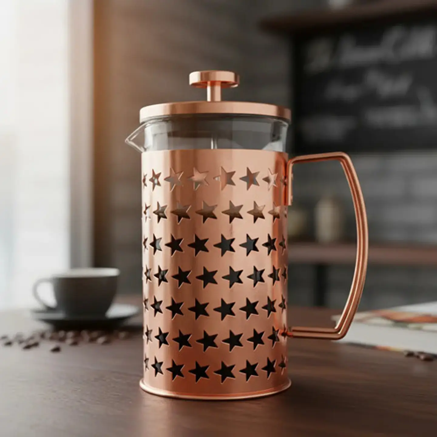 Cafetera Prensa Francesa 600ml En Acero Inoxidable Vidrio 17