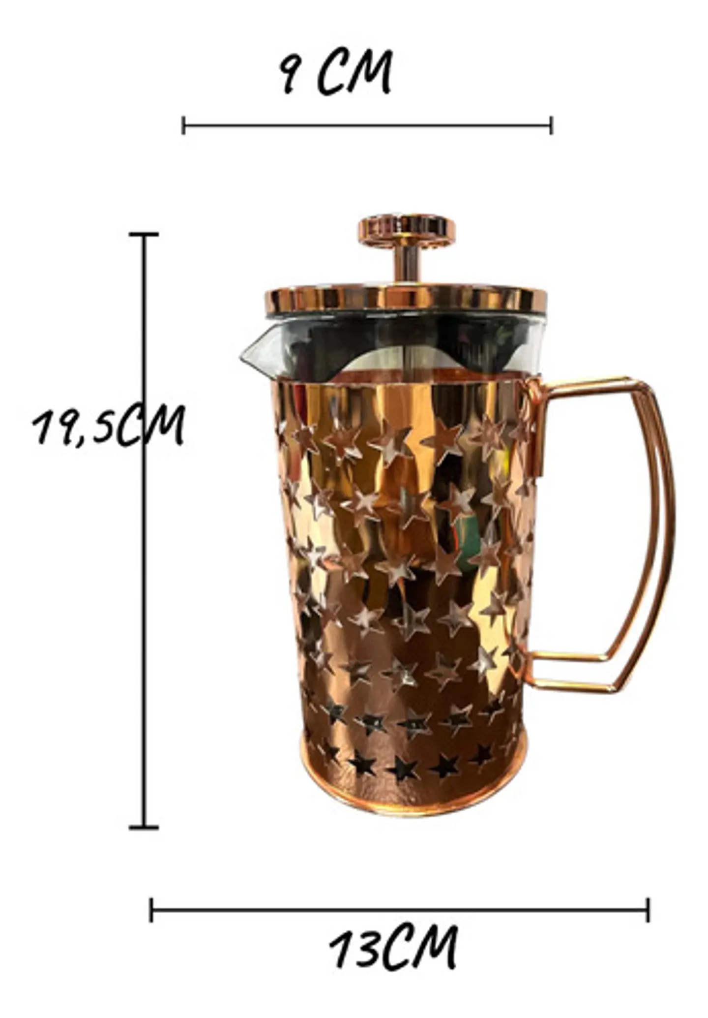 Cafetera Prensa Francesa 600ml En Acero Inoxidable Vidrio 19