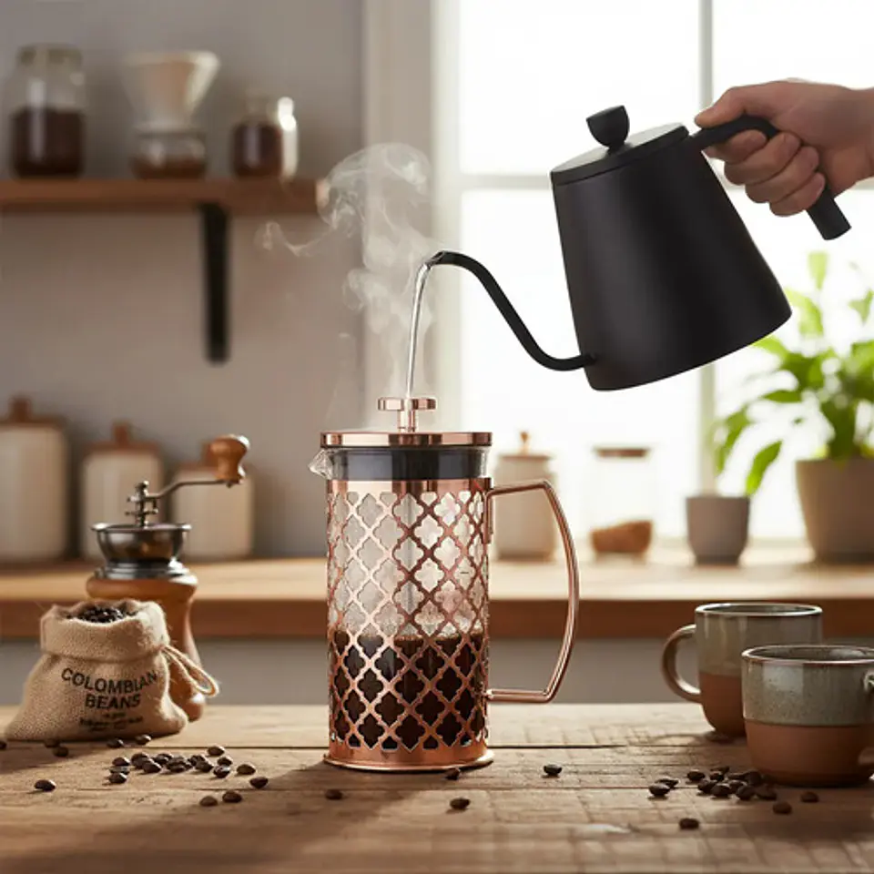 Cafetera Prensa Francesa 600ml En Acero Inoxidable Vidrio 29